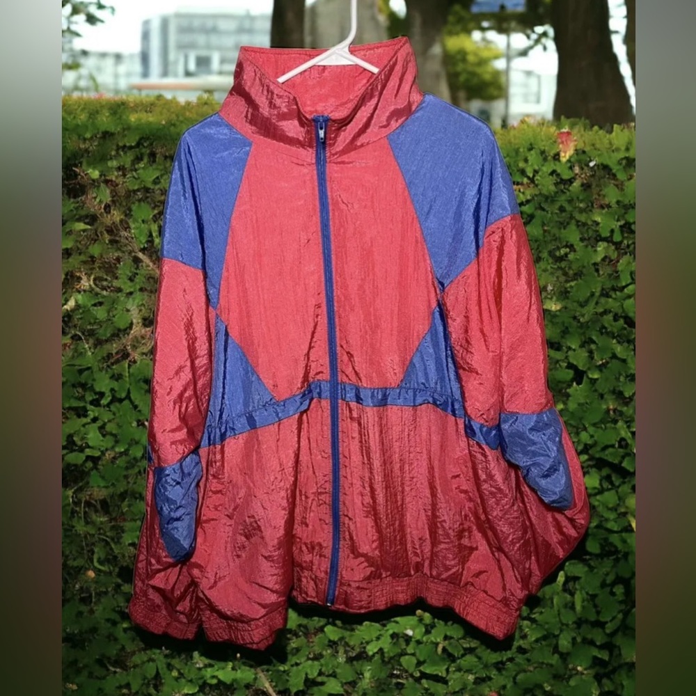 Laura‎ Katherine Vintage 80s 90s Pink Purple Geometric Windbreaker Womens 20W